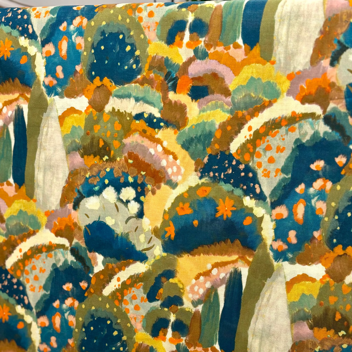 Atelier Jupe Romantic Landscape Baumwollstoff - Olivegrün, Oeko-Tex Zertifiziert (Meterware)