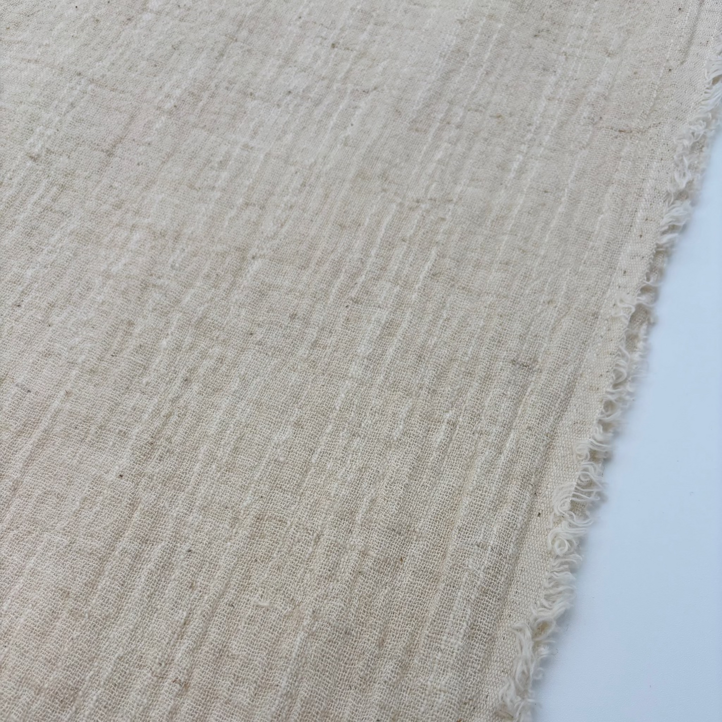 Baumwoll-Leinen Slub Stoff (Gewaschen) - Naturfarbe, Oeko-Tex Zertifiziert (Meterware)