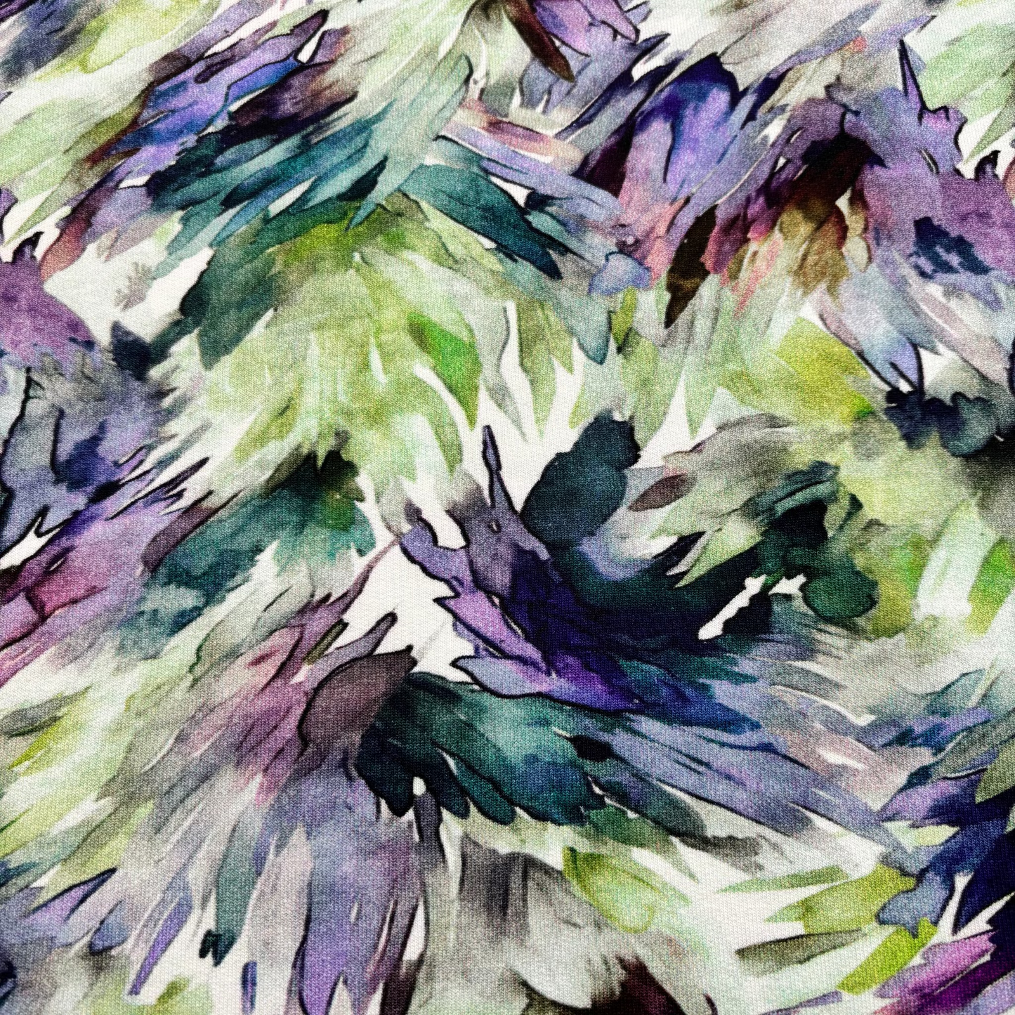 Molleton French Terry / Sweat d'été - Violet avec motif Pinceau abstrait, certifié Oeko-Tex (au mètre)