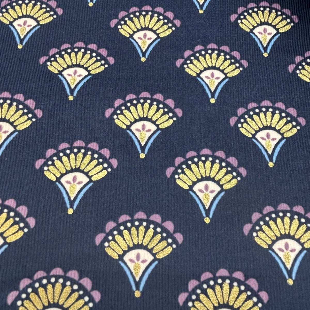 Baumwoll-Feincord mit Boho-Glitzermuster – Marineblau, Oeko-Tex Zertifiziert (Meterware)