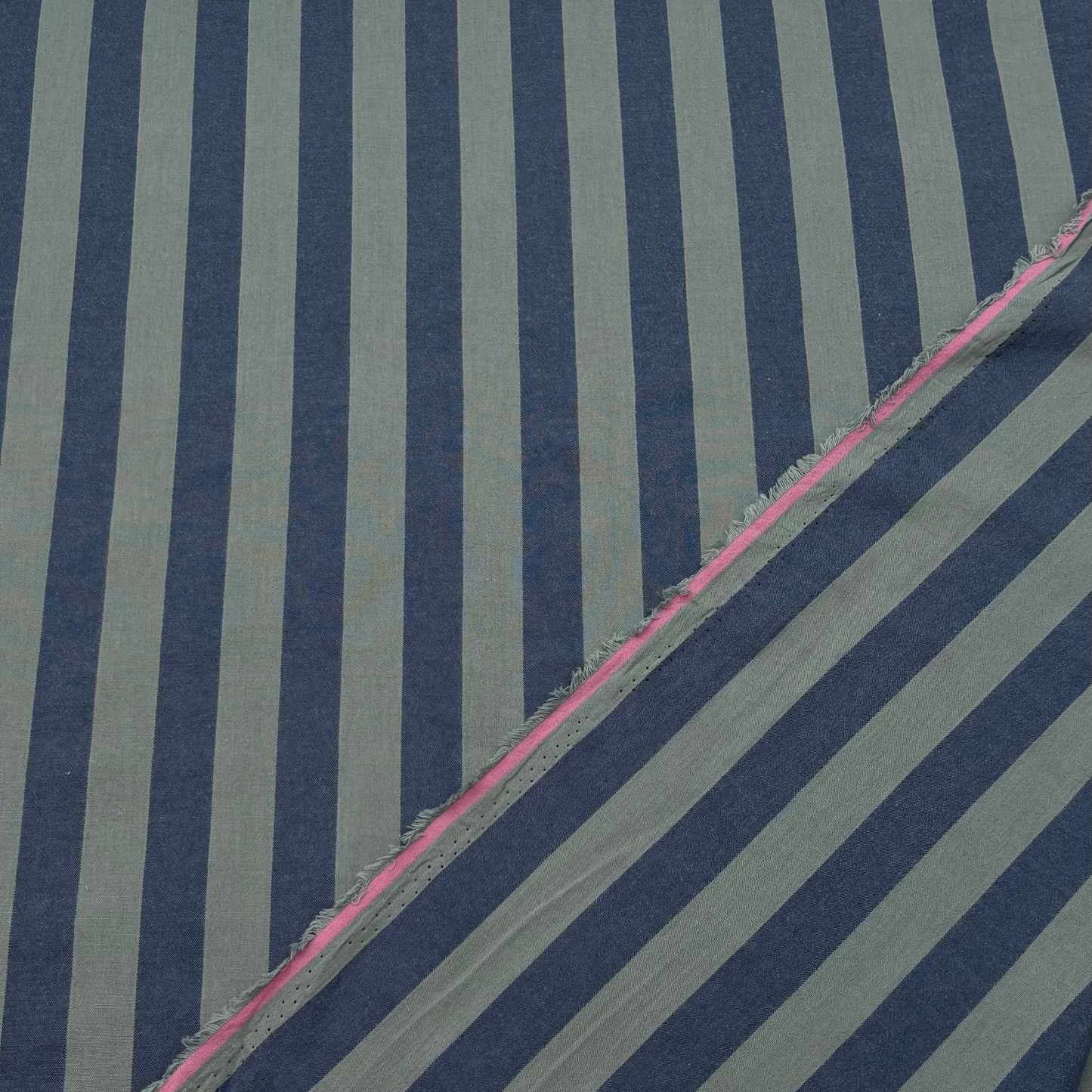 Baumwollstoff Garngefärbt Streifen – Blau & Grün, Oeko-Tex Zertifiziert (Meterware)