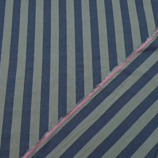 Baumwollstoff Garngefärbt Streifen – Blau & Grün, Oeko-Tex Zertifiziert (Meterware)