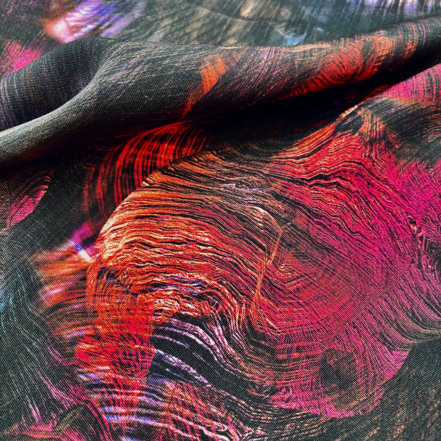 ECOVERO™ Viscose Twill with Abstract Brushstroke Print - Black (Per Metre)
