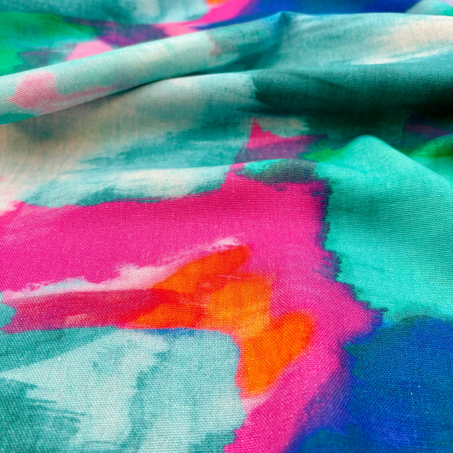 Viskose-Leinen Stoff mit Aquarell-Muster –Altgrün, Oeko-Tex Zertifiziert (Meterware)