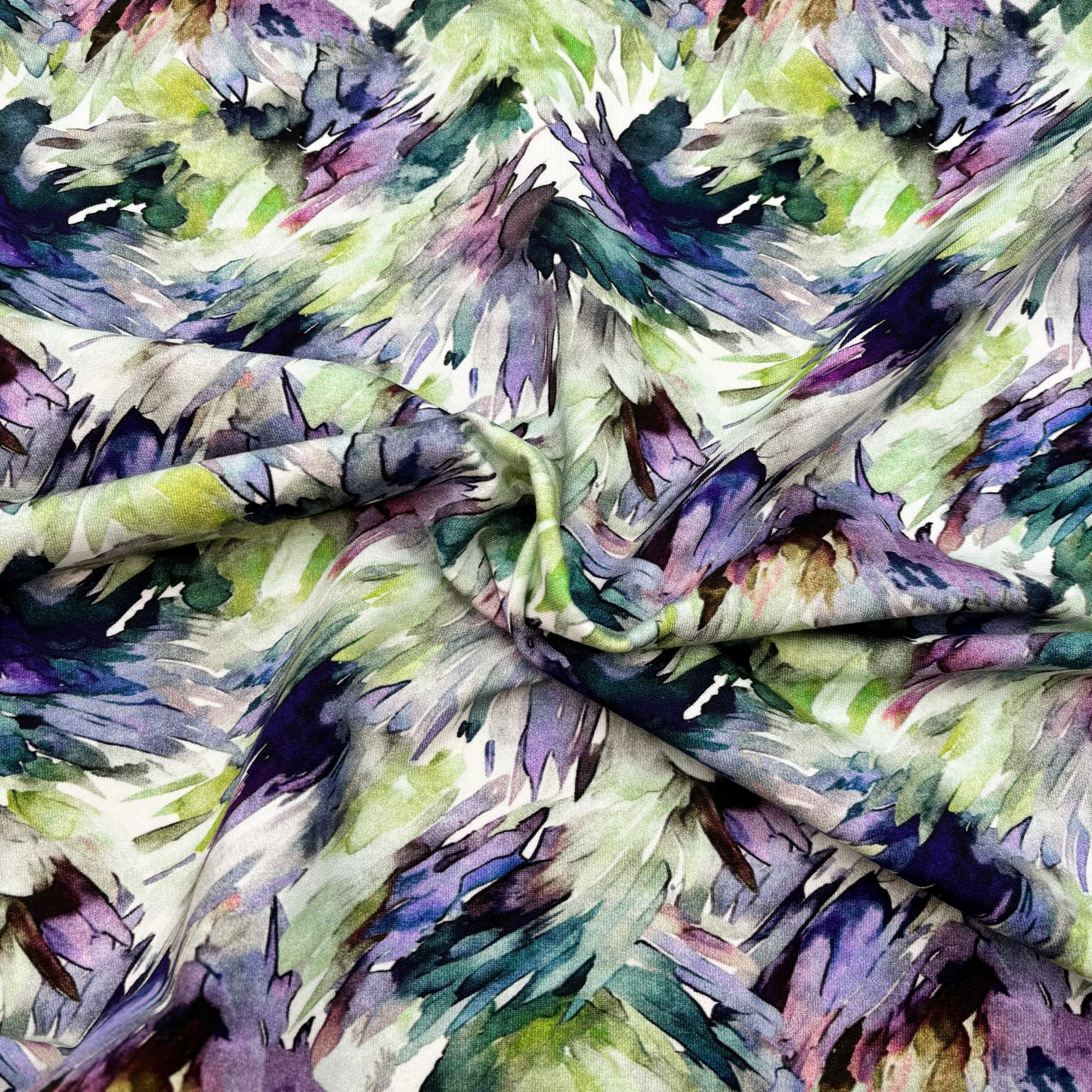 Molleton French Terry / Sweat d'été - Violet avec motif Pinceau abstrait, certifié Oeko-Tex (au mètre)