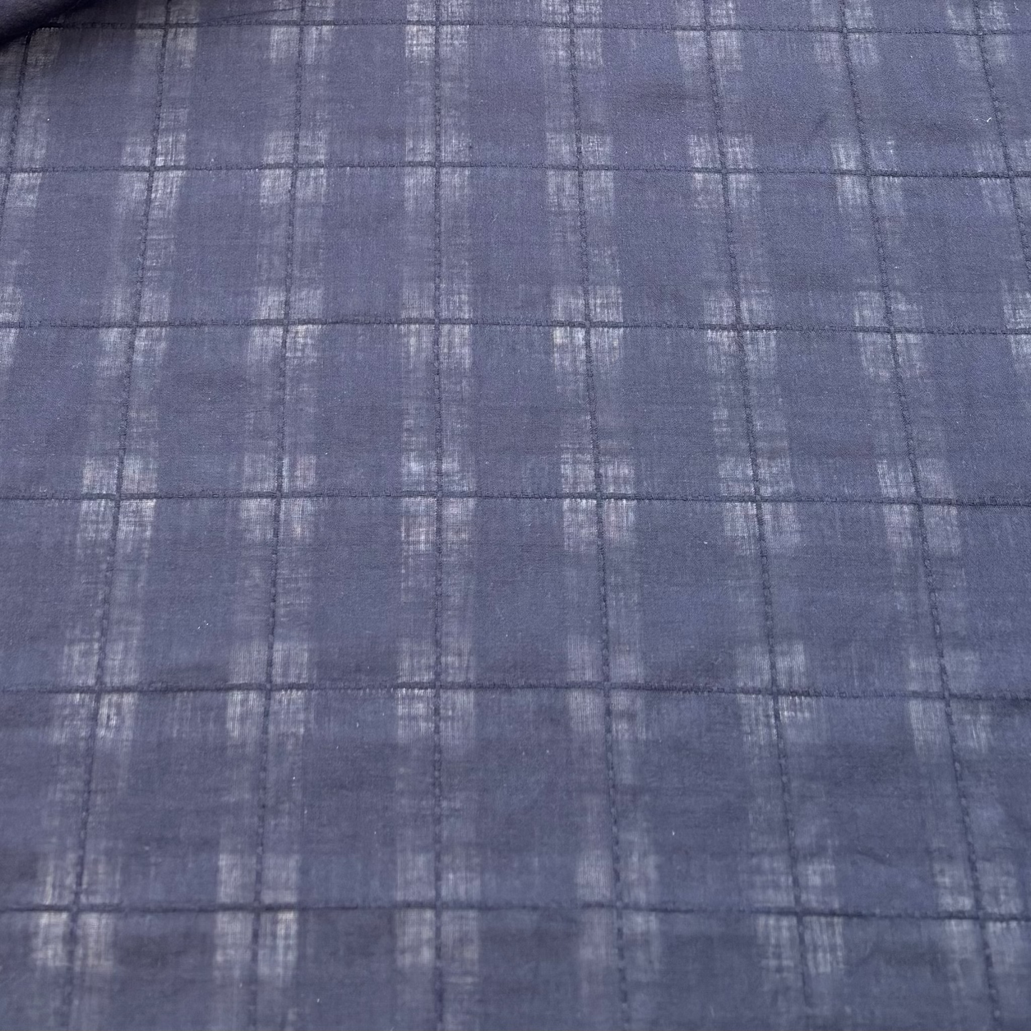 Baumwoll-Voile mit Dobby-Karomuster - Marineblau, Oeko-Tex Zertifiziert (Meterware)