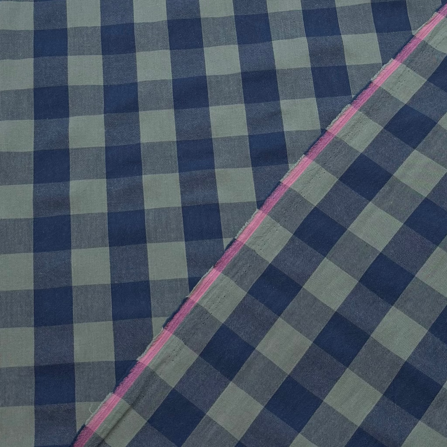 Baumwollstoff Garngefärbt Karo – Blau & Grün, Oeko-Tex Zertifiziert (Meterware)