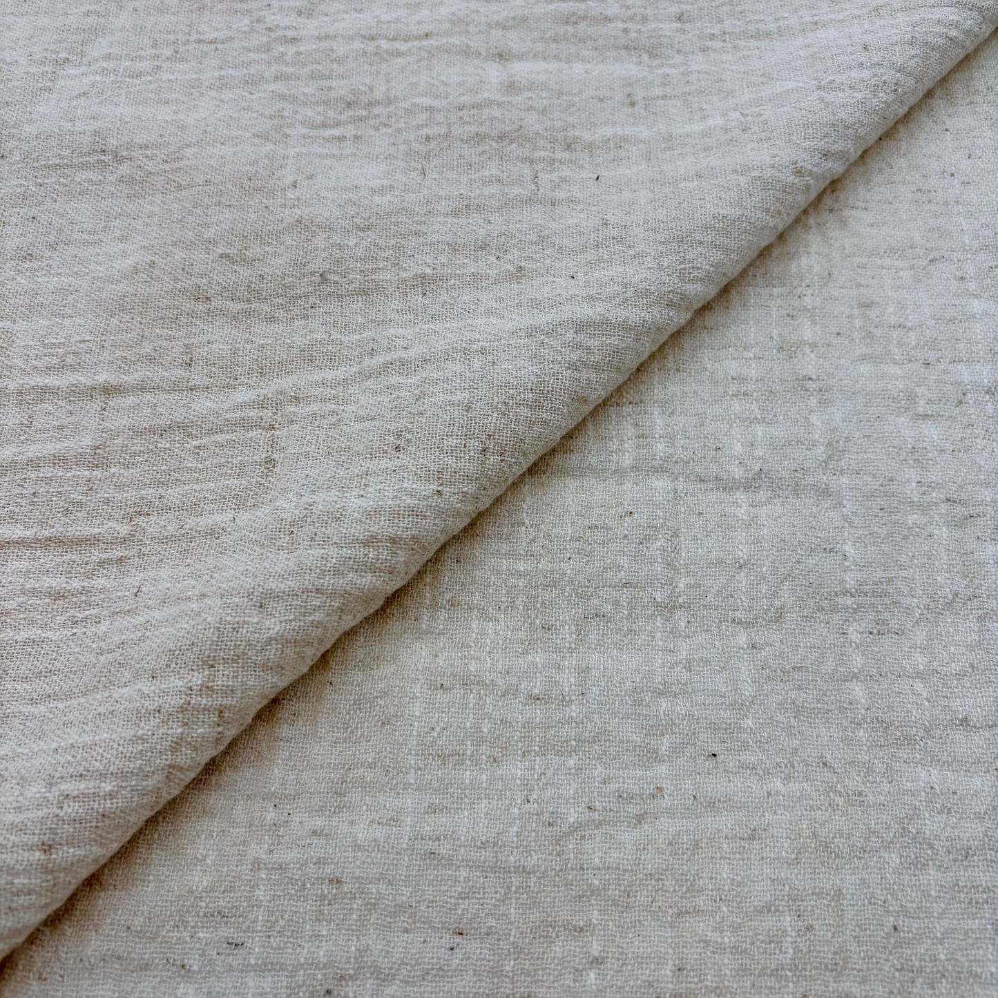 Baumwoll-Leinen Slub Stoff (Gewaschen) - Naturfarbe, Oeko-Tex Zertifiziert (Meterware)