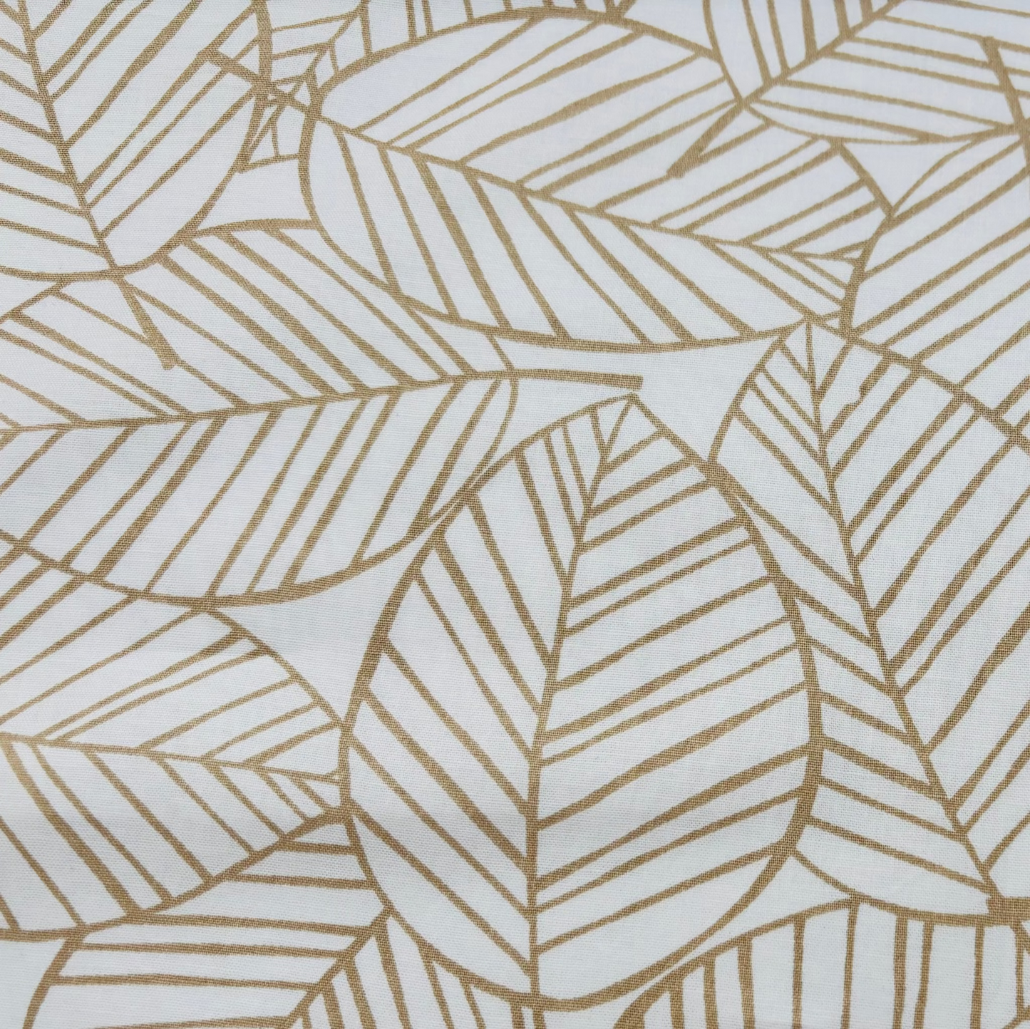 Baumwollstoff mit Blätterprint – Weiß & Beige (Meterware)