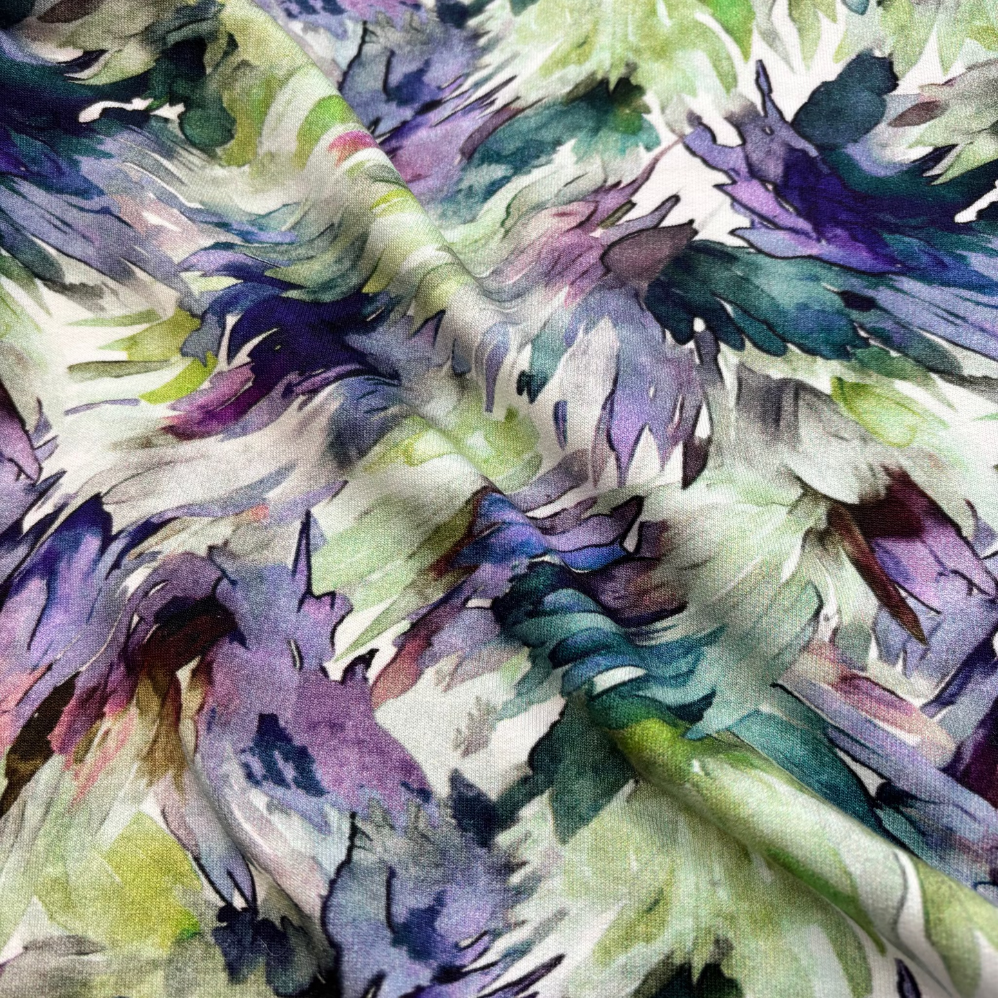 Molleton French Terry / Sweat d'été - Violet avec motif Pinceau abstrait, certifié Oeko-Tex (au mètre)