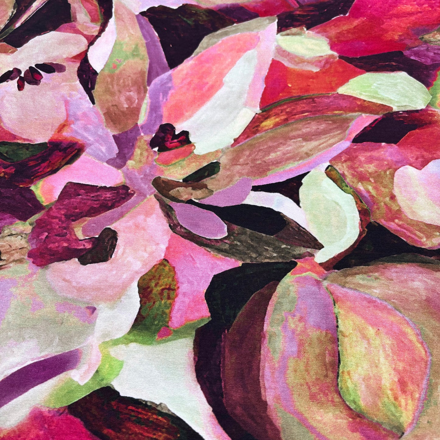 Viskose-Jerseystoff mit abstraktem Blumenmuster - rosa, OEKO-TEX® zertifiziert (Meterware)