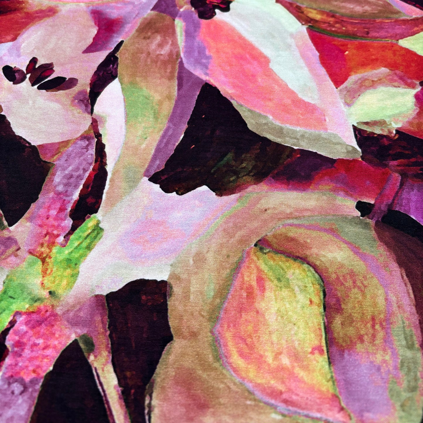 Viskose-Jerseystoff mit abstraktem Blumenmuster - rosa, OEKO-TEX® zertifiziert (Meterware)