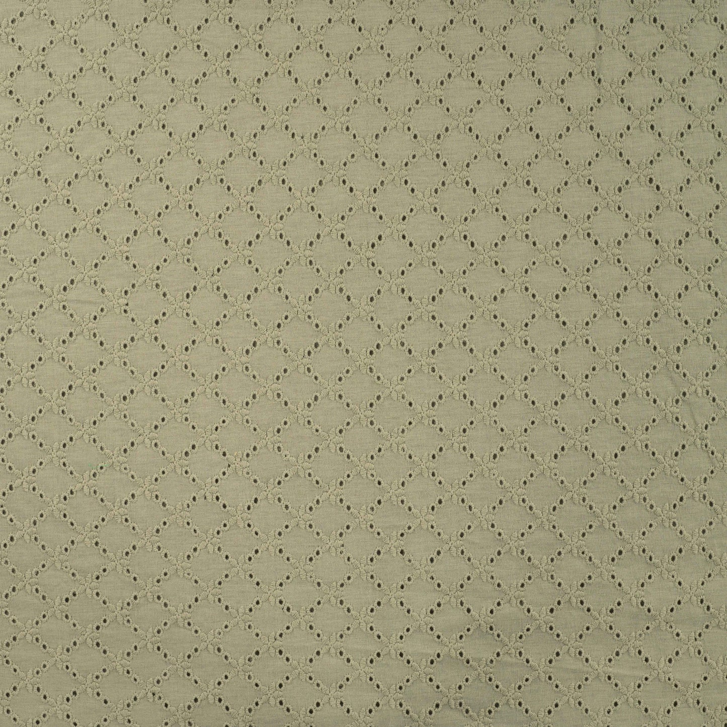Baumwolljersey mit Lochstickerei, Broderie Anglaise – 100% Baumwolle, Khakigrün (Meterware)