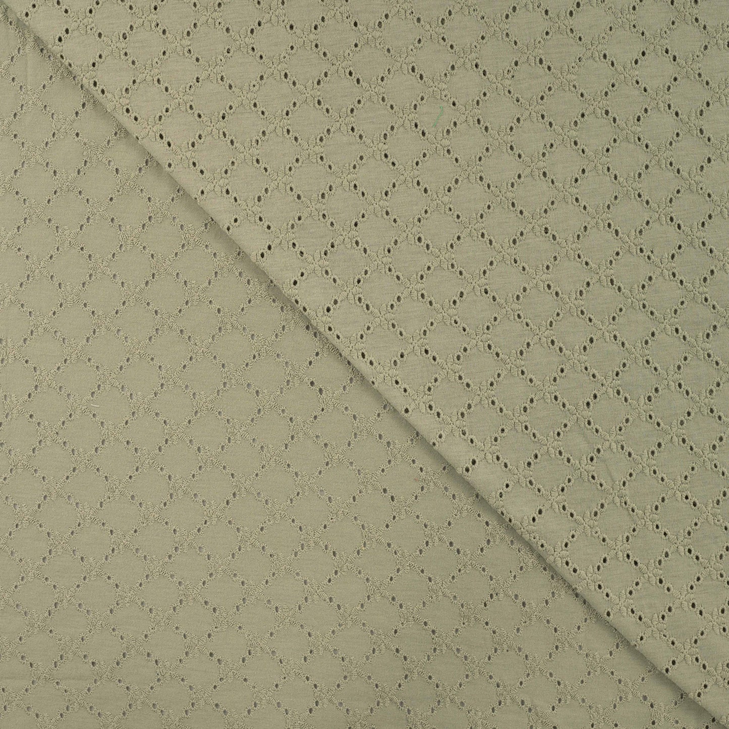 Baumwolljersey mit Lochstickerei, Broderie Anglaise – 100% Baumwolle, Khakigrün (Meterware)