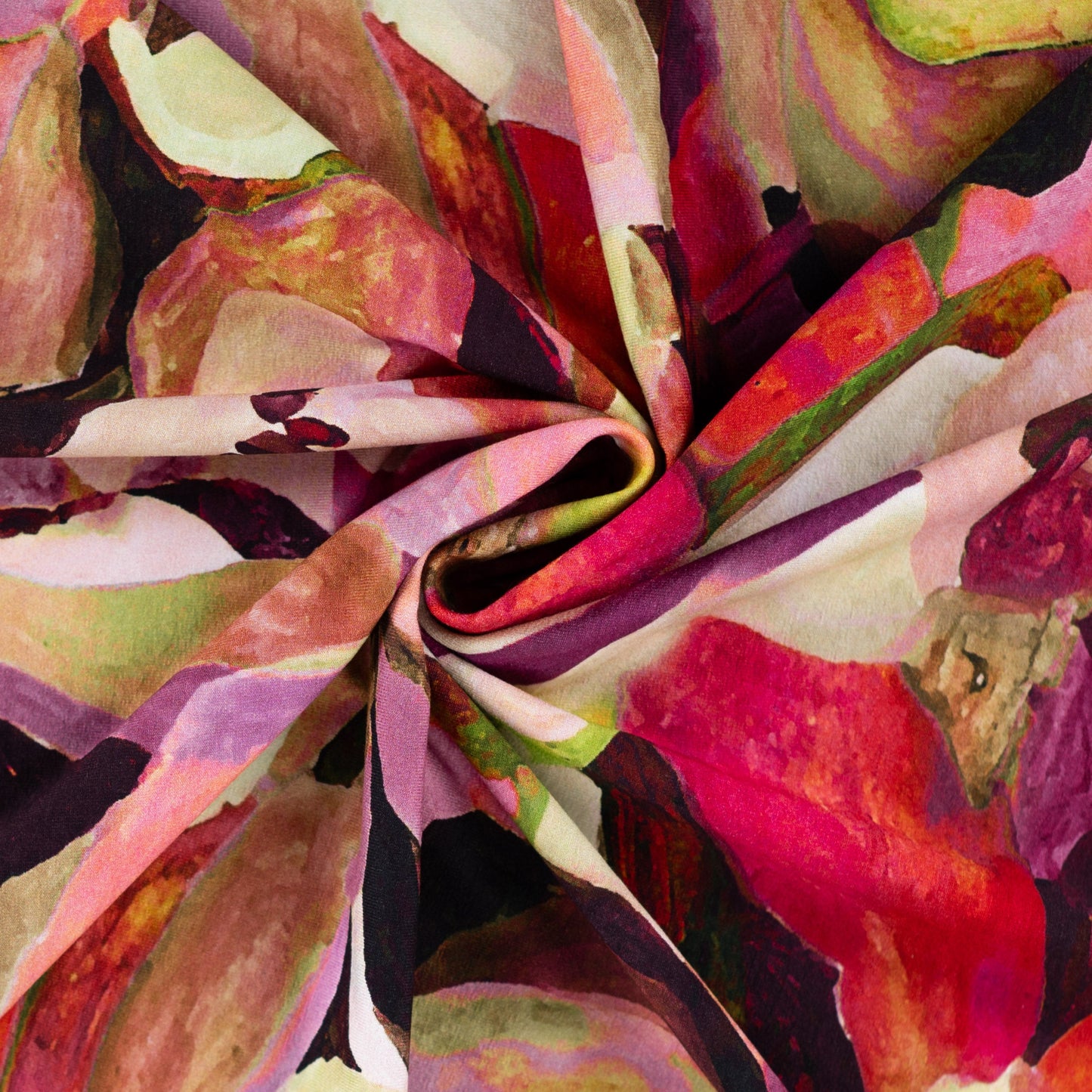 Viskose-Jerseystoff mit abstraktem Blumenmuster - rosa, OEKO-TEX® zertifiziert (Meterware)