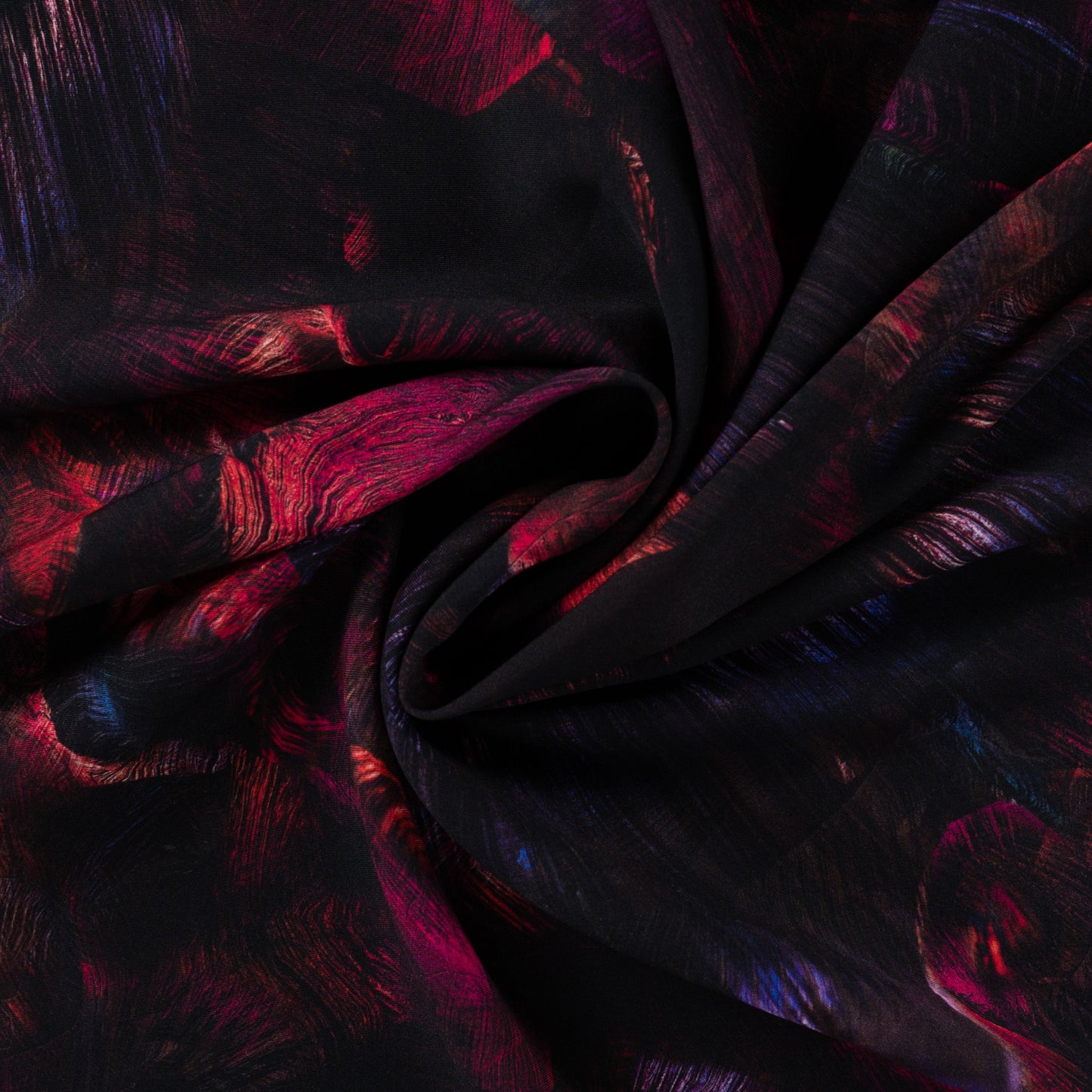 ECOVERO™ Viskose-Twill mit abstraktem Pinselstrich-Print – Schwarz (Meterware)