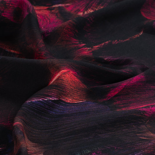 ECOVERO™ Viskose-Twill mit abstraktem Pinselstrich-Print – Schwarz (Meterware)