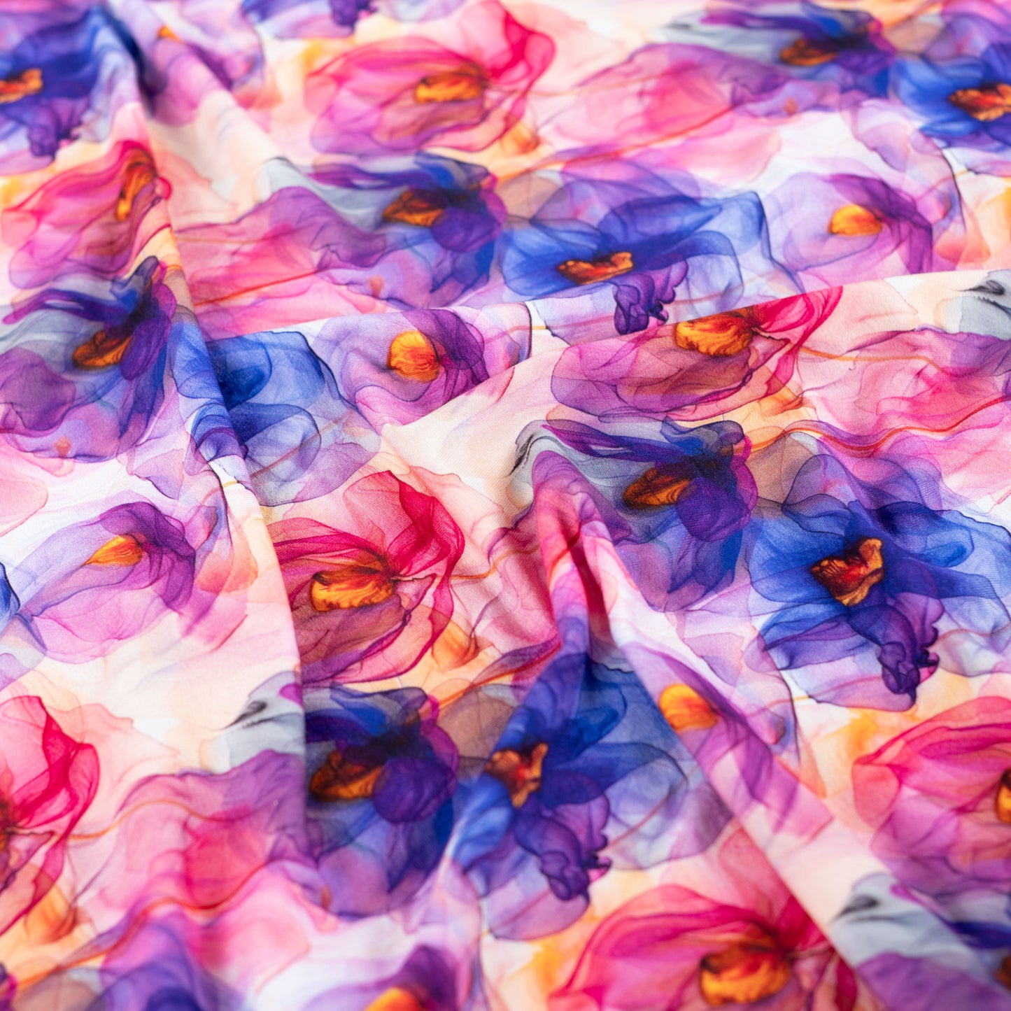 Viskose-Jerseystoff mit abstraktem Blumenmuster - lila, OEKO-TEX® zertifiziert (Meterware)